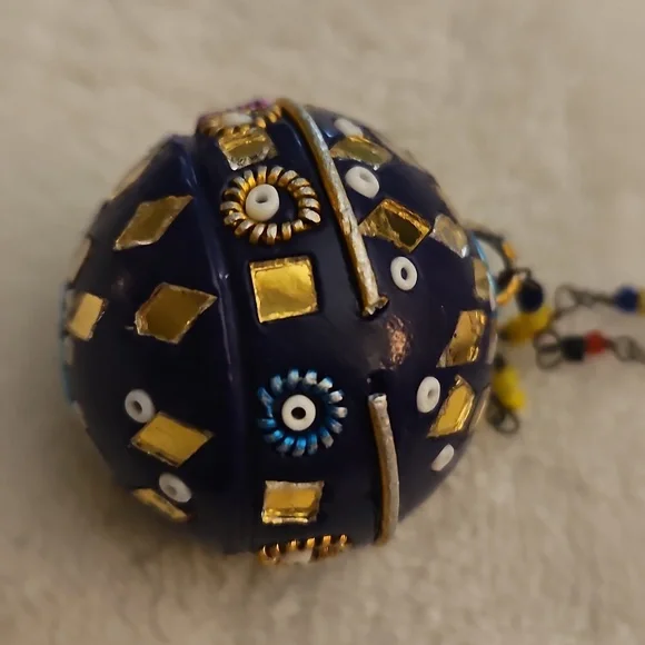 Vintage Indian Micro Mosaic Ball Pendant Multicolor Beaded Festival Necklace - Picture 11 of 11